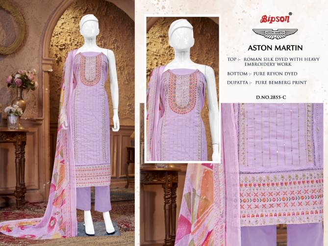 Aston Martin 2855 By Bipson Roman Silk Embroidery Non Catalog Dress Material Wholesale Shop In Surat	